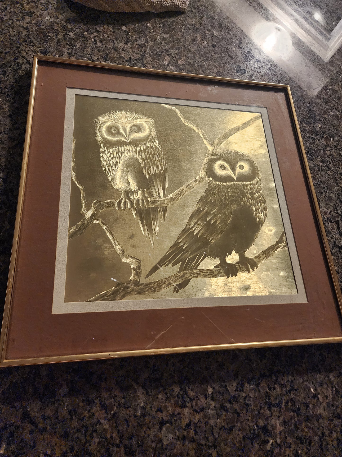 Vintage Owl Foil Art 1980s