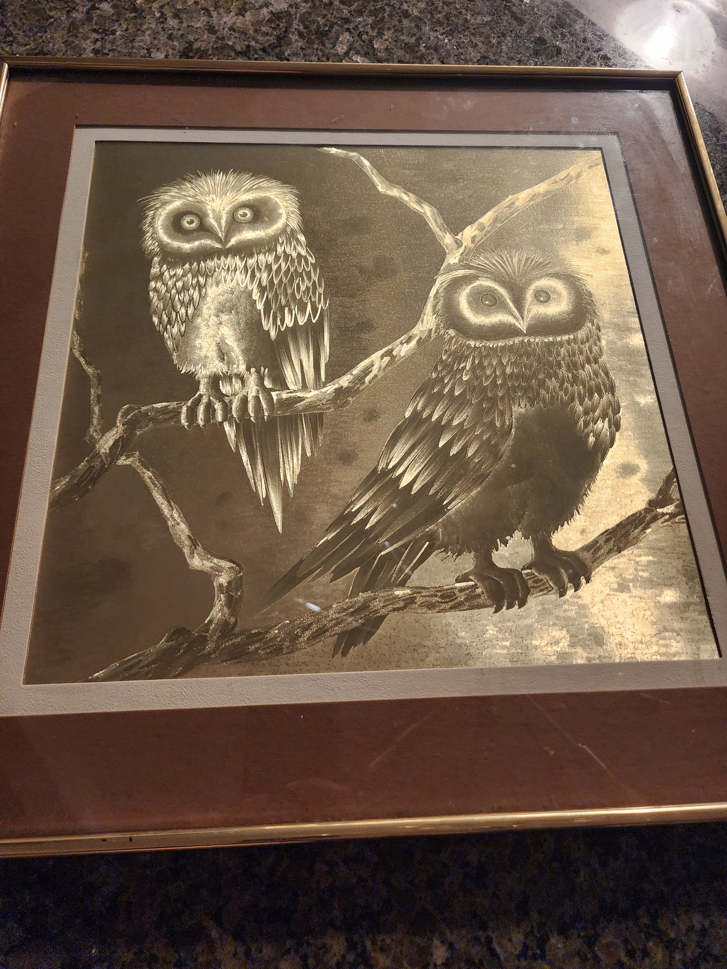 Vintage Owl Foil Art 1980s